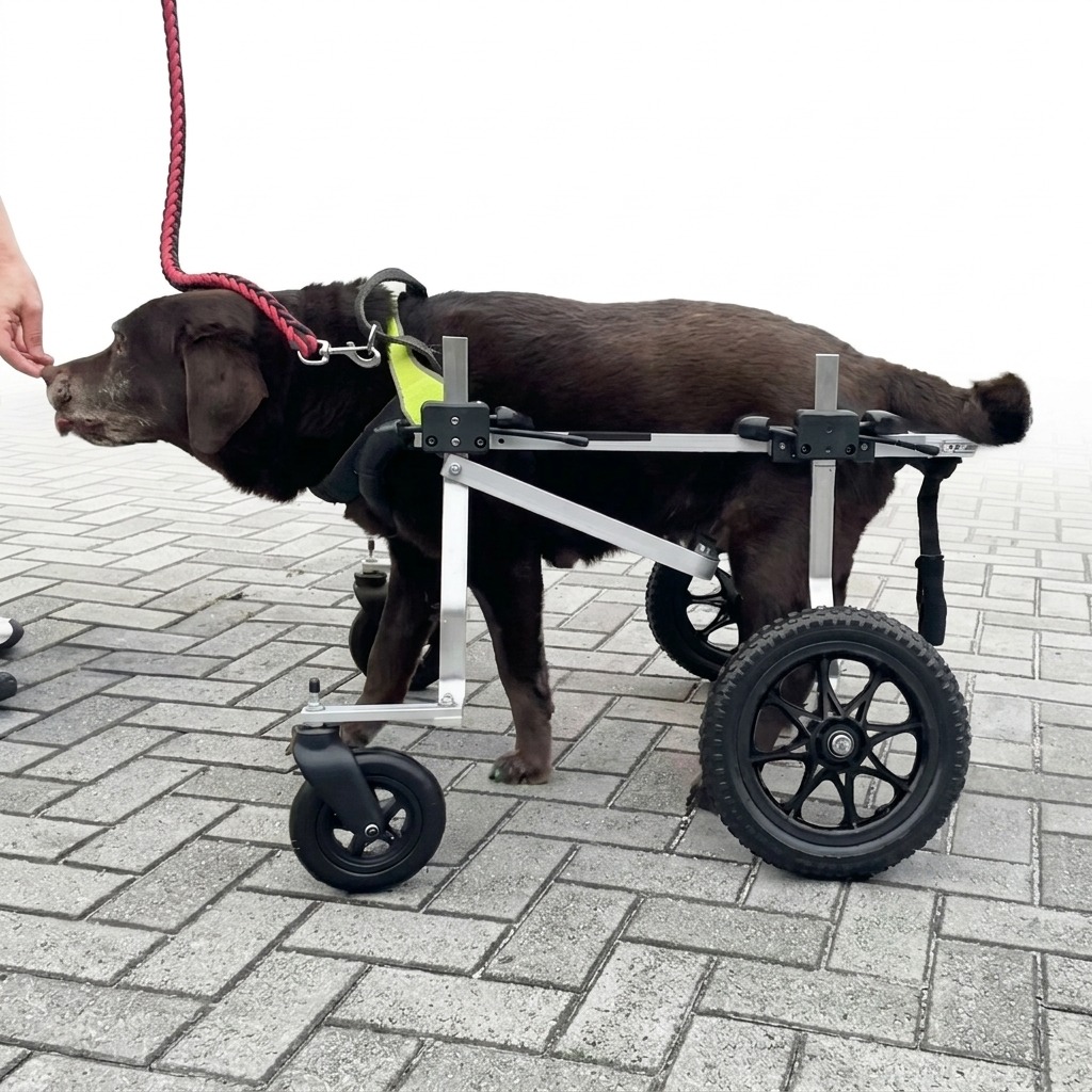 2輪から前輪パーツ（別売り）を追加して4輪車椅子に変更したK-9カート